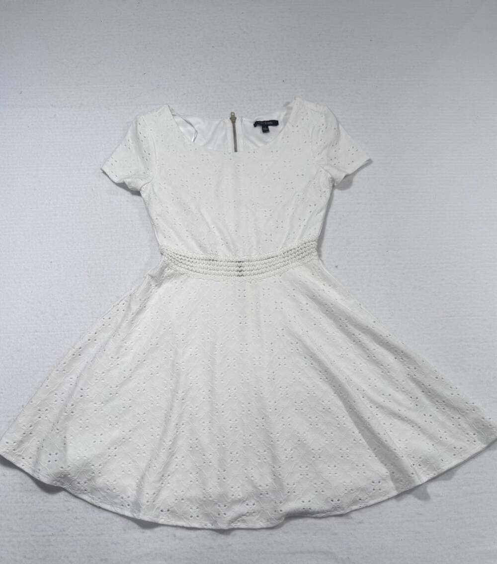 City Studio White Embroidered Eyelet Skater Dress Size 1